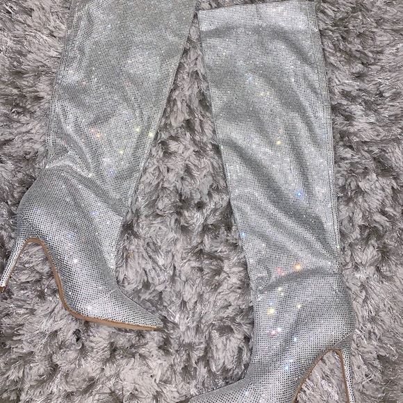 diamond knee high boots